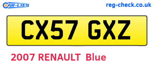 CX57GXZ are the vehicle registration plates.