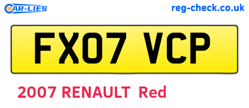 FX07VCP are the vehicle registration plates.