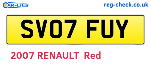 SV07FUY are the vehicle registration plates.