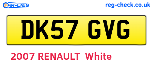 DK57GVG are the vehicle registration plates.