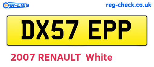 DX57EPP are the vehicle registration plates.