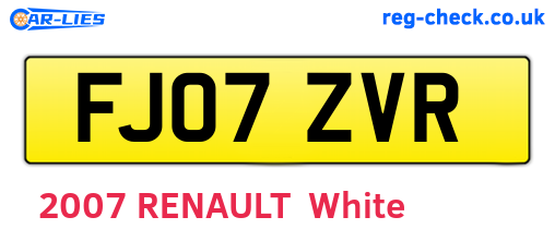 FJ07ZVR are the vehicle registration plates.