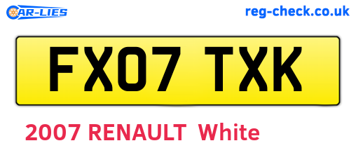 FX07TXK are the vehicle registration plates.