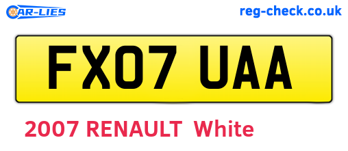FX07UAA are the vehicle registration plates.