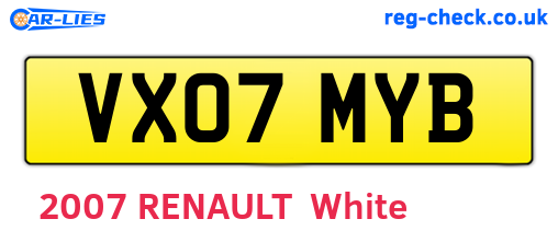 VX07MYB are the vehicle registration plates.