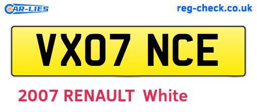 VX07NCE are the vehicle registration plates.