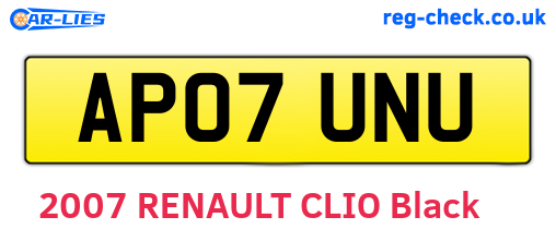 AP07UNU are the vehicle registration plates.