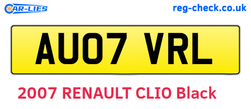 AU07VRL are the vehicle registration plates.
