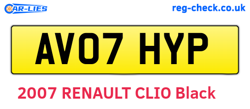 AV07HYP are the vehicle registration plates.