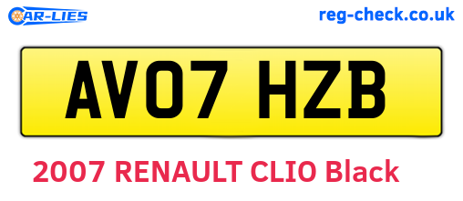 AV07HZB are the vehicle registration plates.