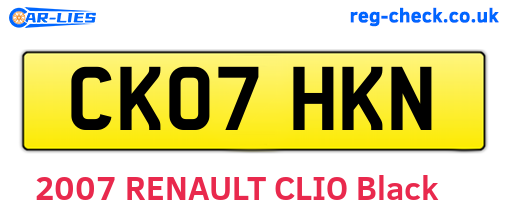 CK07HKN are the vehicle registration plates.