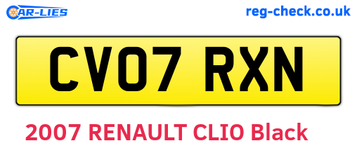 CV07RXN are the vehicle registration plates.