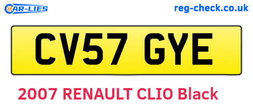 CV57GYE are the vehicle registration plates.