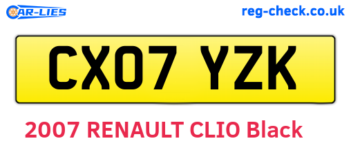 CX07YZK are the vehicle registration plates.