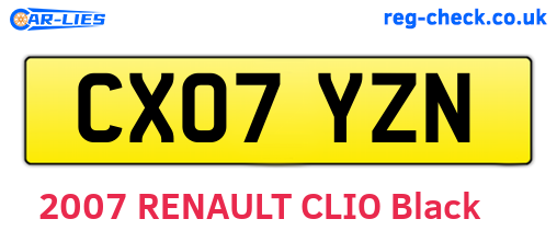 CX07YZN are the vehicle registration plates.