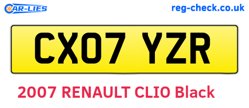 CX07YZR are the vehicle registration plates.