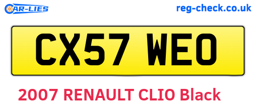 CX57WEO are the vehicle registration plates.