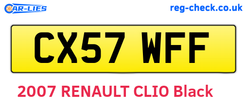 CX57WFF are the vehicle registration plates.