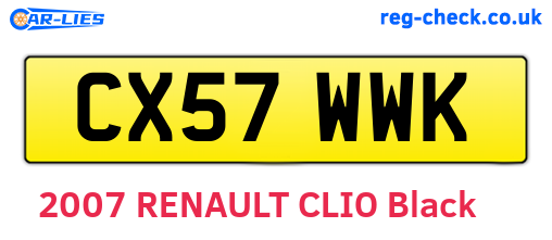 CX57WWK are the vehicle registration plates.