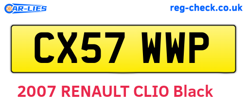 CX57WWP are the vehicle registration plates.