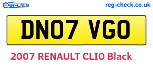 DN07VGO are the vehicle registration plates.