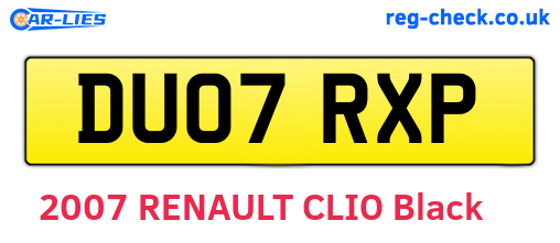 DU07RXP are the vehicle registration plates.