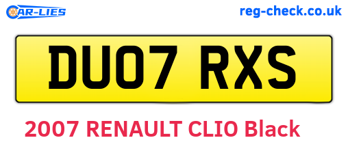 DU07RXS are the vehicle registration plates.