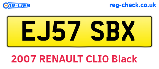 EJ57SBX are the vehicle registration plates.