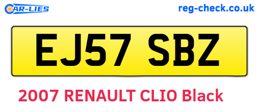 EJ57SBZ are the vehicle registration plates.