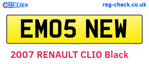 EM05NEW are the vehicle registration plates.