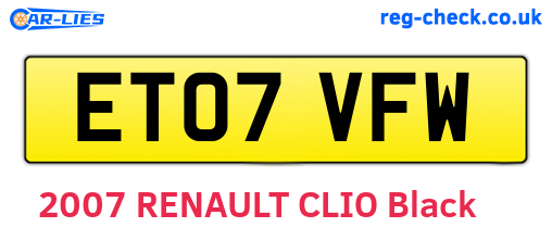 ET07VFW are the vehicle registration plates.