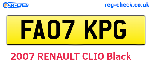 FA07KPG are the vehicle registration plates.