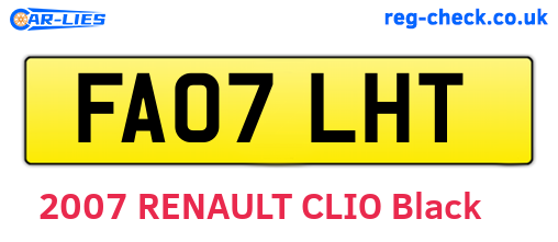 FA07LHT are the vehicle registration plates.