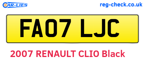 FA07LJC are the vehicle registration plates.
