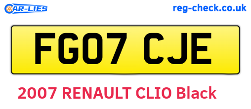 FG07CJE are the vehicle registration plates.