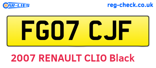 FG07CJF are the vehicle registration plates.