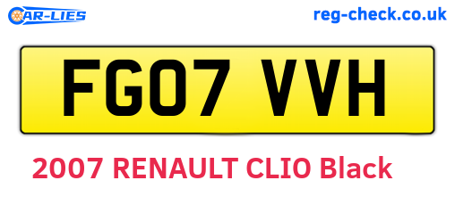 FG07VVH are the vehicle registration plates.