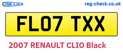 FL07TXX are the vehicle registration plates.