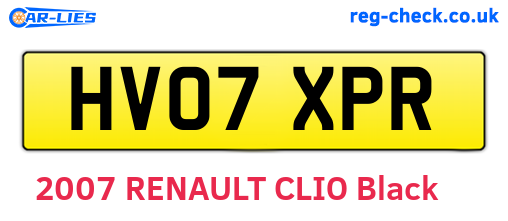 HV07XPR are the vehicle registration plates.