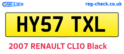 HY57TXL are the vehicle registration plates.