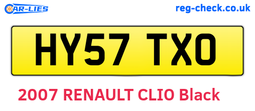 HY57TXO are the vehicle registration plates.
