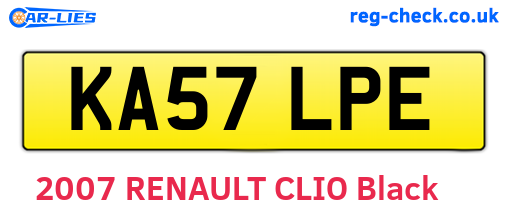KA57LPE are the vehicle registration plates.