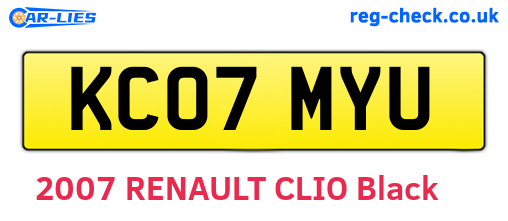 KC07MYU are the vehicle registration plates.