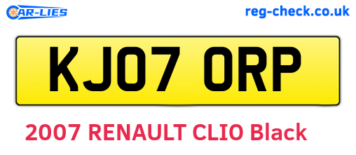 KJ07ORP are the vehicle registration plates.