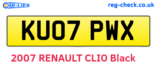 KU07PWX are the vehicle registration plates.