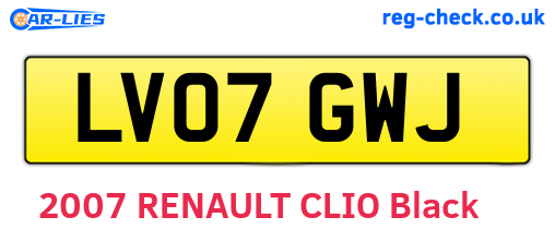 LV07GWJ are the vehicle registration plates.