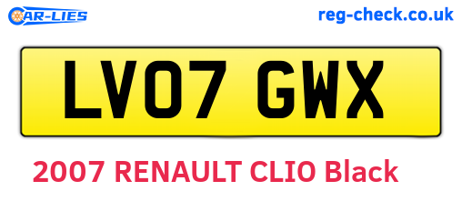 LV07GWX are the vehicle registration plates.