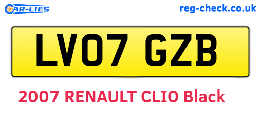 LV07GZB are the vehicle registration plates.