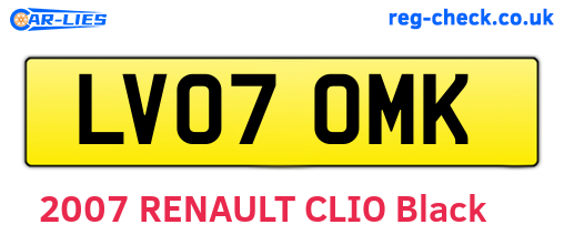 LV07OMK are the vehicle registration plates.