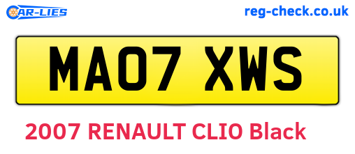 MA07XWS are the vehicle registration plates.